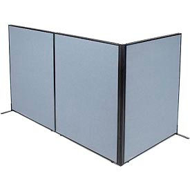 Global Industrial 695053BL Interion® Freestanding 3-Panel Corner Room Divider, 48-1/4"W x 60"H Panels, Blue image.