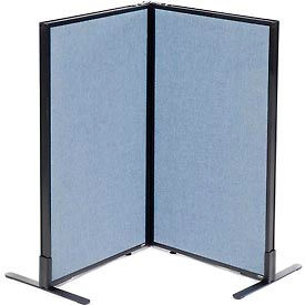 Global Industrial 695061BL Interion® Freestanding 2-Panel Corner Room Divider, 24-1/4"W x 42"H Panels, Blue image.