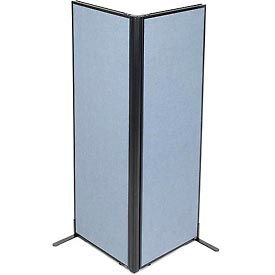 Global Industrial 695063BL Interion® Freestanding 2-Panel Corner Room Divider, 24-1/4"W x 72"H Panels, Blue image.