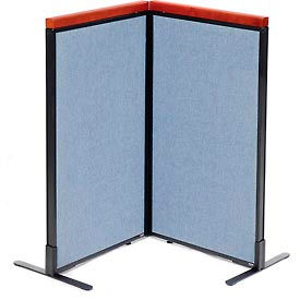 Global Industrial 695064BL Interion® Deluxe Freestanding 2-Panel Corner Room Divider, 24-1/4"W x 43-1/2"H Panels, Blue image.