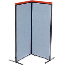 Global Industrial 695065BL Interion® Deluxe Freestanding 2-Panel Corner Room Divider, 24-1/4"W x 61-1/2"H Panels, Blue image.