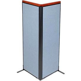Global Industrial 695071BL Interion® Deluxe Freestanding 2-Panel Corner Room Divider, 24-1/4"W x 73-1/2"H Panels, Blue image.