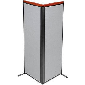 Global Industrial 695071GY Interion® Deluxe Freestanding 2-Panel Corner Room Divider, 24-1/4"W x 73-1/2"H Panels, Gray image.