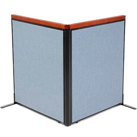 Global Industrial 695072BL Interion® Deluxe Freestanding 2-Panel Corner Room Divider, 36-1/4"W x 43-1/2"H Panels, Blue image.