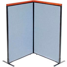 Global Industrial 695073BL Interion® Deluxe Freestanding 2-Panel Corner Room Divider, 36-1/4"W x 61-1/2"H Panels, Blue image.