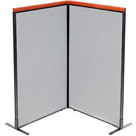 Global Industrial 695073GY Interion® Deluxe Freestanding 2-Panel Corner Room Divider, 36-1/4"W x 61-1/2"H Panels, Gray image.