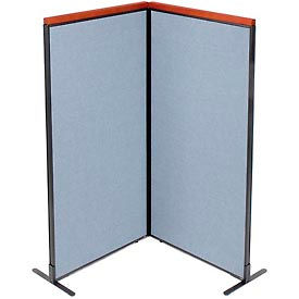 Global Industrial 695074BL Interion® Deluxe Freestanding 2-Panel Corner Room Divider, 36-1/4"W x 73-1/2"H Panels, Blue image.