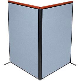 Global Industrial 695077BL Interion® Deluxe Freestanding 2-Panel Corner Room Divider, 48-1/4"W x 73-1/2"H Panels, Blue image.