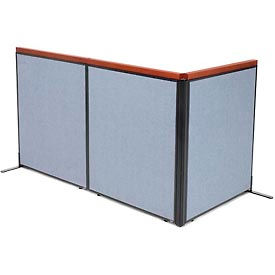 Global Industrial 695078BL Interion® Deluxe Freestanding 3-Panel Corner Room Divider, 36-1/4"W x 43-1/2"H Panels, Blue image.