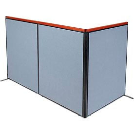 Global Industrial 695082BL Interion® Deluxe Freestanding 3-Panel Corner Room Divider, 48-1/4"W x 61-1/2"H Panels, Blue image.