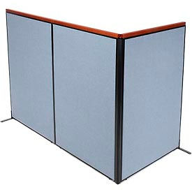 Global Industrial 695083BL Interion® Deluxe Freestanding 3-Panel Corner Room Divider, 48-1/4"W x 73-1/2"H Panels, Blue image.