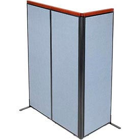 Global Industrial 695089BL Interion® Deluxe Freestanding 3-Panel Corner Room Divider, 24-1/4"W x 73-1/2"H Panels, Blue image.