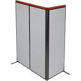 Global Industrial 695089GY Interion® Deluxe Freestanding 3-Panel Corner Room Divider, 24-1/4"W x 73-1/2"H Panels, Gray image.