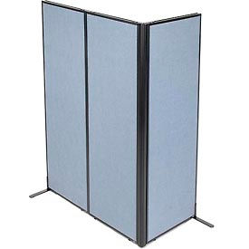 Global Industrial 695095BL Interion® Freestanding 3-Panel Corner Room Divider, 24-1/4"W x 72"H Panels, Blue image.