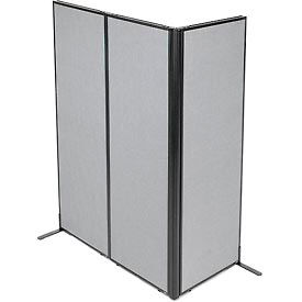 Global Industrial 695095GY Interion® Freestanding 3-Panel Corner Room Divider, 24-1/4"W x 72"H Panels, Gray image.
