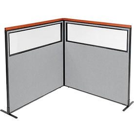 Interion Deluxe Freestanding 2-Panel Corner Divider w/Partial Window 60-1/4
