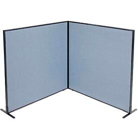 Global Industrial 695107BL Interion® Freestanding 2-Panel Corner Room Divider, 60-1/4"W x 60"H Panels, Blue image.
