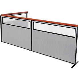 Interion Deluxe Freestanding 3-Panel Corner Divider w/Partial Window 60-1/4