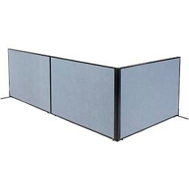Global Industrial 695119BL Interion® Freestanding 3-Panel Corner Room Divider, 60-1/4"W x 42"H Panels, Blue image.