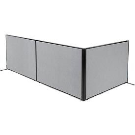 Global Industrial 695119GY Interion® Freestanding 3-Panel Corner Room Divider, 60-1/4"W x 42"H Panels, Gray image.