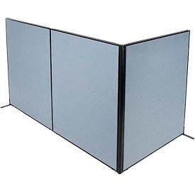 Global Industrial 695121BL Interion® Freestanding 3-Panel Corner Room Divider, 60-1/4"W x 72"H Panels, Blue image.