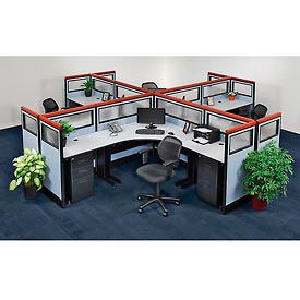 Global Industrial 695066 Interion® Pre-Configured 4 Person Office Cubicle image.