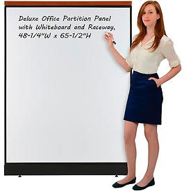 695135BN Deluxe Office Partition Panel with Whiteboard and Raceway, 48-1/4"W x 65-1/2"H