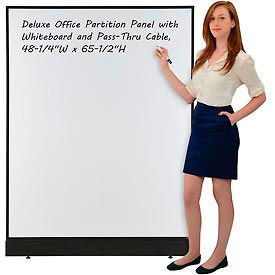 695139BP Office Partition Panel with Whiteboard and Pass-Thru Cable, 48-1/4"W x 64"H