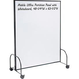 694944MB Mobile Office Partition Panel with 2-Sided Whiteboard, 48-1/4"W x 63-1/2"H