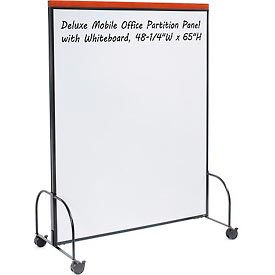 694948MB Deluxe Mobile Office Partition Panel with 2-sided Whiteboard,48-1/4"W x 65"H
