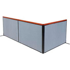 Global Industrial 695153BL Interion® Deluxe Freestanding 3-Panel Corner Room Divider, 60-1/4"W x 43-1/2"H, Blue image.