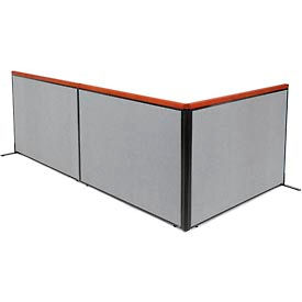 Global Industrial 695153GY Interion® Deluxe Freestanding 3-Panel Corner Room Divider, 60-1/4"W x 43-1/2"H, Gray image.