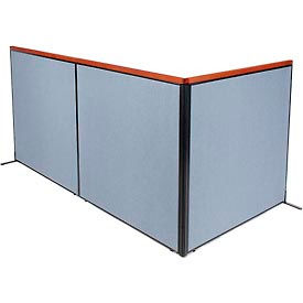 Global Industrial 695154BL Interion® Deluxe Freestanding 3-Panel Corner Room Divider, 60-1/4"W x 61-1/2"H, Blue image.