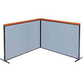Global Industrial 695156BL Interion® Deluxe Freestanding 2-Panel Corner Room Divider, 60-1/4"W x 43-1/2"H, Blue image.