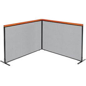 Global Industrial 695156GY Interion® Deluxe Freestanding 2-Panel Corner Room Divider, 60-1/4"W x 43-1/2"H, Gray image.