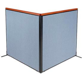 Global Industrial 695157BL Interion® Deluxe Freestanding 2-Panel Corner Room Divider, 60-1/4"W x 61-1/2"H, Blue image.
