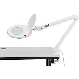 Global Industrial 695234 Global Industrial™ 8 Diopter LED Magnifying Lamp With Covered Metal Arm, White image.