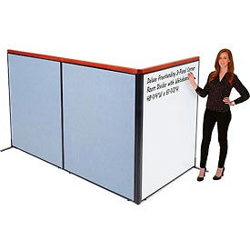 Global Industrial 695173BL Interion® Deluxe Freestanding 3-Panel Corner Room Divider w/Whiteboard 48-1/4"W x 61-1/2"H Blue image.