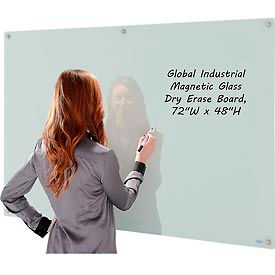 Global Industrial 695259 Global Industrial™ Magnetic Glass Whiteboard, 72"W x 48"H image.
