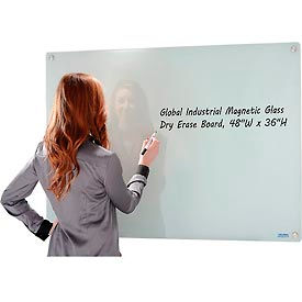 Global Industrial 695260 Global Industrial™ Magnetic Glass Whiteboard, 48"W x 36"H image.