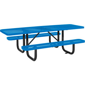 Global Industrial 695289BL Global Industrial™ 8 Picnic Table, ADA Compliant, Expanded Metal, Blue image.
