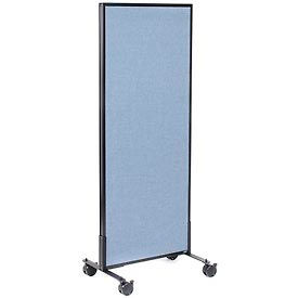 Global Industrial 694953MBL Interion® Mobile Office Partition Panel, 24-1/4"W x 63"H, Blue image.