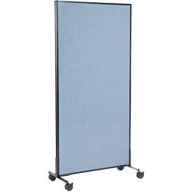 Global Industrial 694957MBL Interion® Mobile Office Partition Panel, 36-1/4"W x 75"H, Blue image.