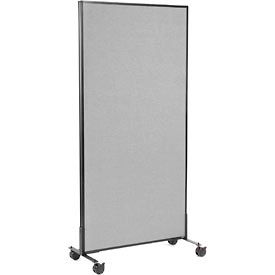 Global Industrial 694957MGY Interion® Mobile Office Partition Panel, 36-1/4"W x 75"H, Gray image.