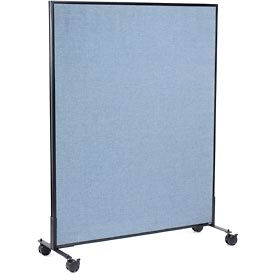 Global Industrial 694959MBL Interion® Mobile Office Partition Panel, 48-1/4"W x 63"H, Blue image.