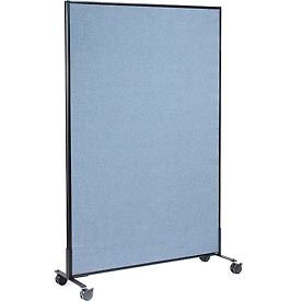 Global Industrial 694960MBL Interion® Mobile Office Partition Panel, 48-1/4"W x 75"H, Blue image.