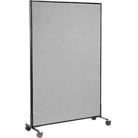 Global Industrial 694960MGY Interion® Mobile Office Partition Panel, 48-1/4"W x 75"H, Gray image.