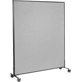 Global Industrial 694963MGY Interion® Mobile Office Partition Panel, 60-1/4"W x 75"H, Gray image.