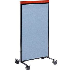 Global Industrial 694964MBL Interion® Mobile Deluxe Office Partition Panel, 24-1/4"W x 46-1/2"H, Blue image.