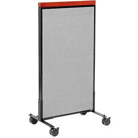 Global Industrial 694964MGY Interion® Mobile Deluxe Office Partition Panel, 24-1/4"W x 46-1/2"H, Gray image.